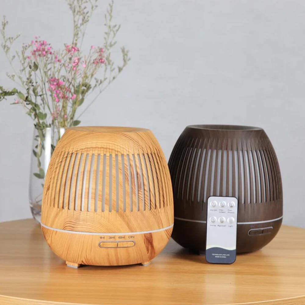 Aroma-Diffuser 400 ml mit Fernbedienung – stilvolles Design in dunkler und heller Holzoptik
