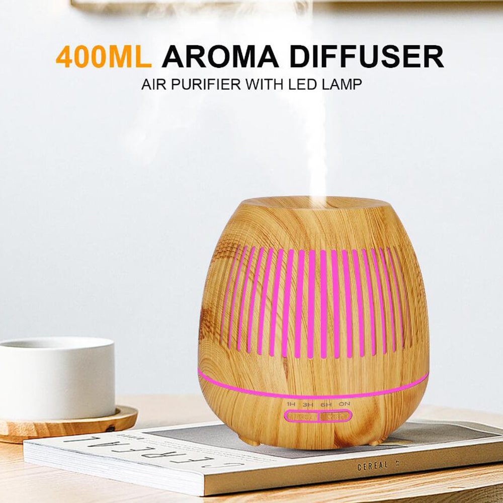 Aroma-Diffuser 400 ml mit Fernbedienung – stilvolles Design in dunkler und heller Holzoptik