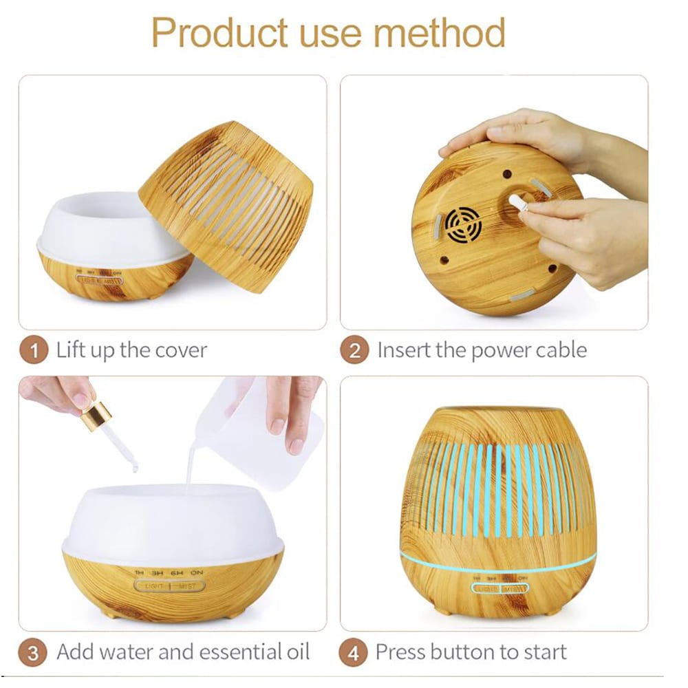 Aroma-Diffuser 400 ml mit Fernbedienung – stilvolles Design in dunkler und heller Holzoptik
