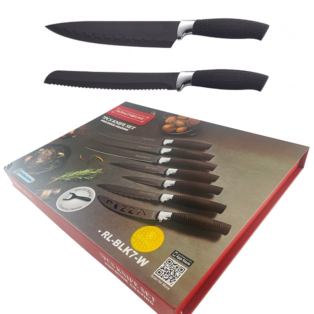 Messerset (7-teilig + Schäler) Royalty Line mit Marmorbeschichtung