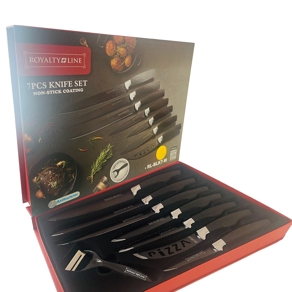 Messerset (7-teilig + Schäler) Royalty Line mit Marmorbeschichtung