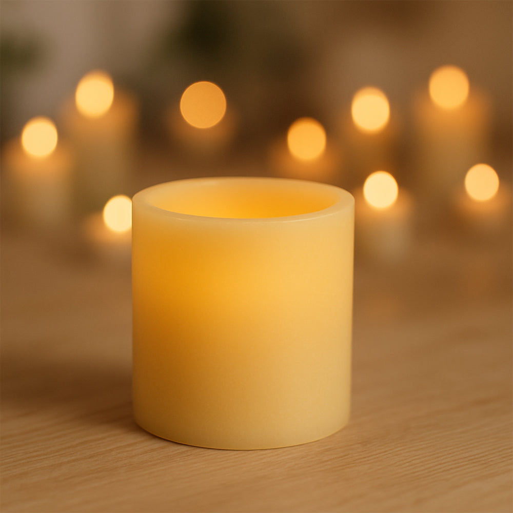 LED-Stumpenkerze mit 3D-Flamme – Ø 15 cm