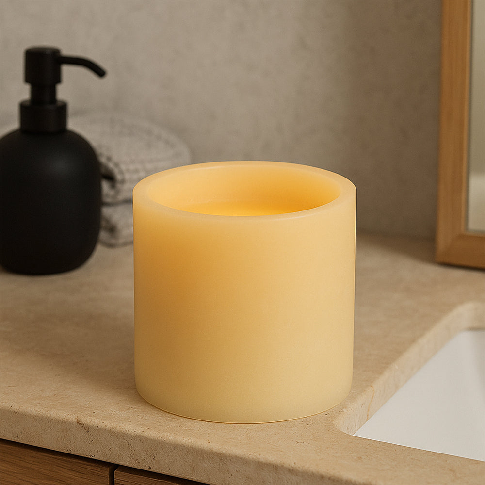 LED-Stumpenkerze mit 3D-Flamme – Ø 15 cm