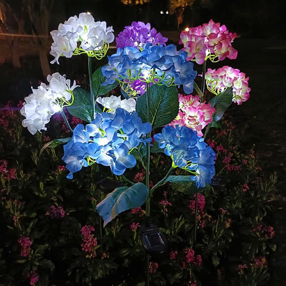 Solarbetriebene Hortensien-Gartenlampen