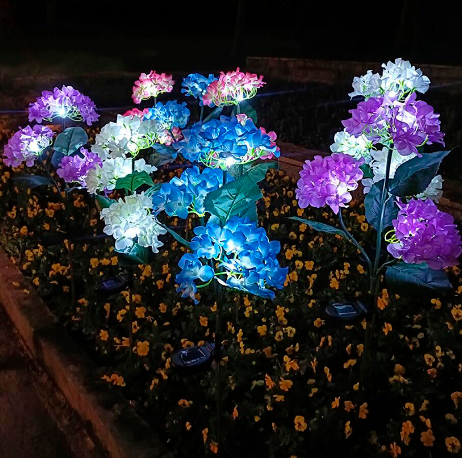Solarbetriebene Hortensien-Gartenlampen