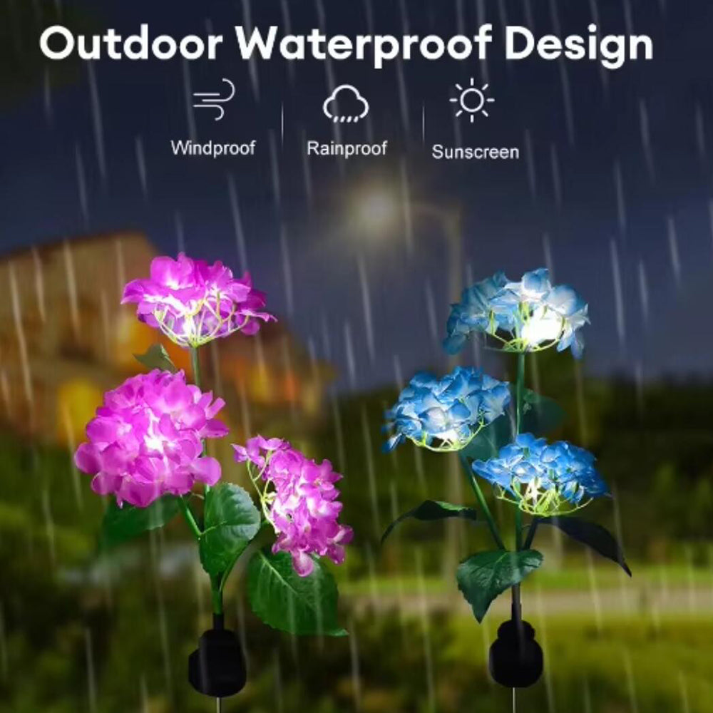 Solarbetriebene Hortensien-Gartenlampen