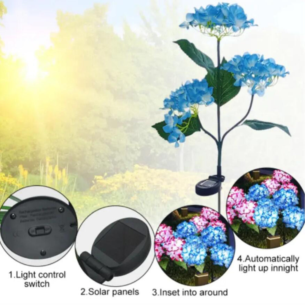 Solarbetriebene Hortensien-Gartenlampen