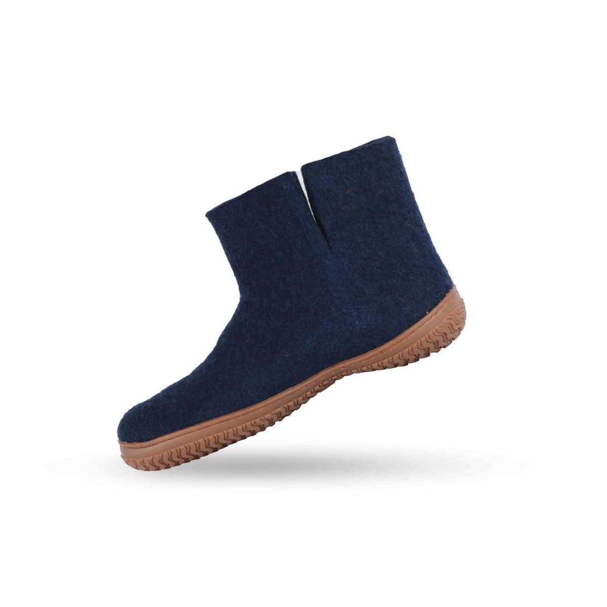 Wollstiefel (100% reine Wolle) - Modell Blau mit Gummisohle
