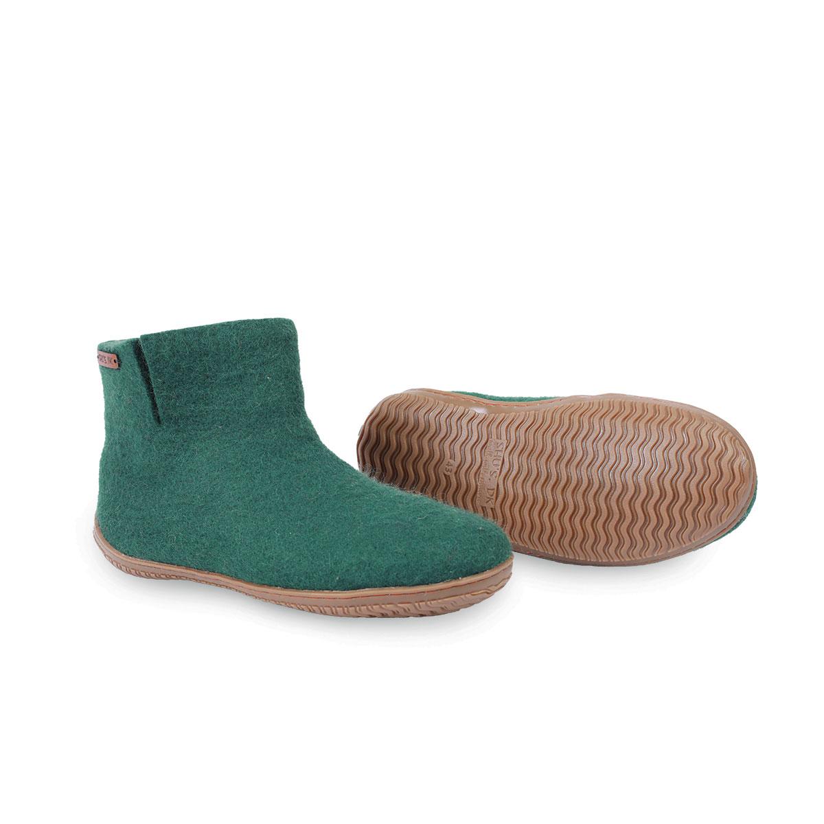 Wollstiefel (100% reine Wolle) - Model Grün mit Gummisohle