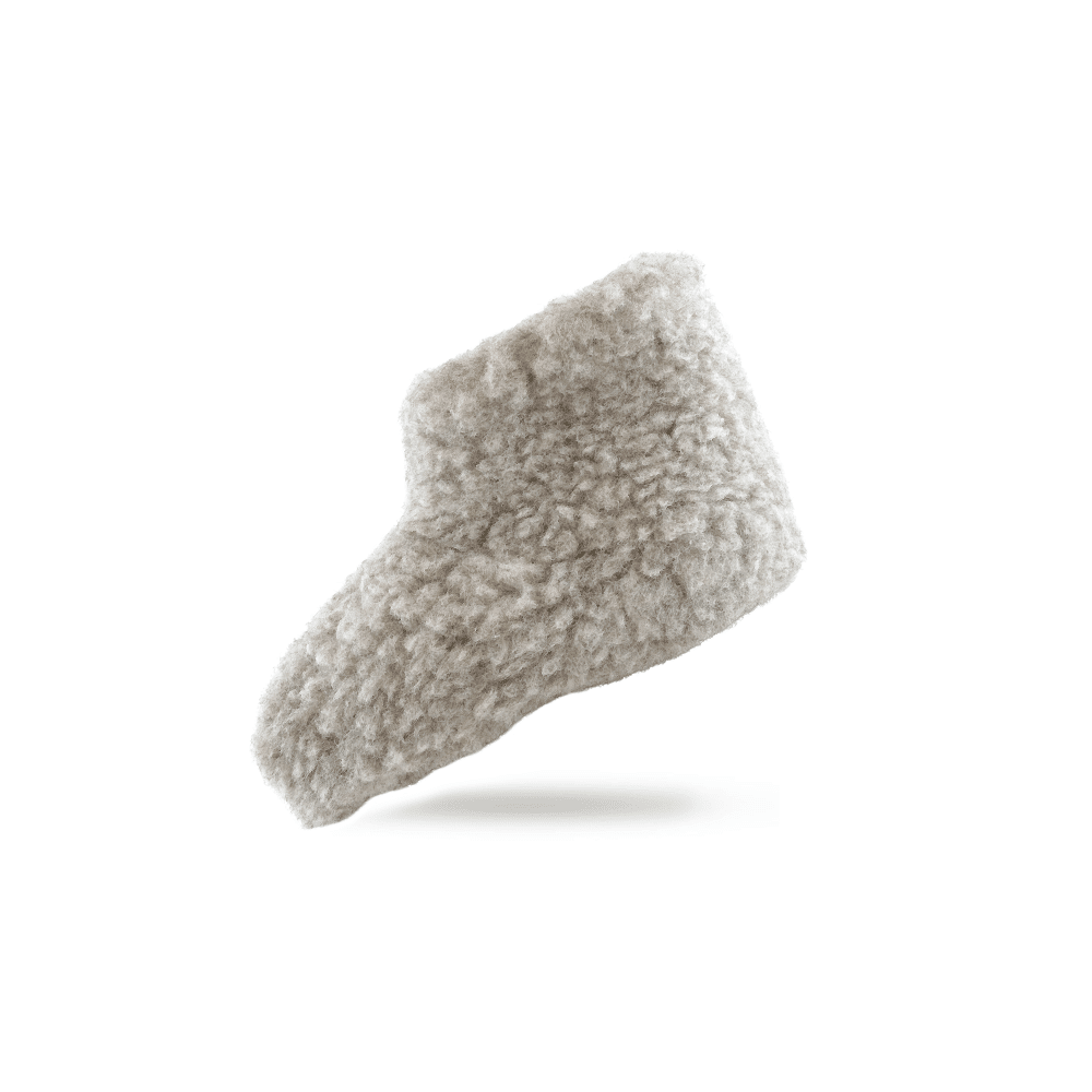 Flauschige Wollstiefel (100% reine Wolle) - Modell Grau mit Sohle aus Leder