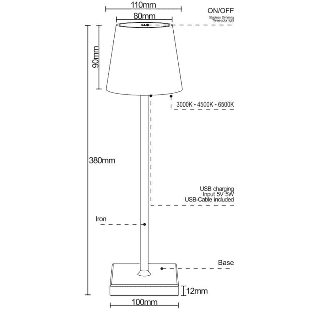 LED-Tischlampe mit Touch-Funktion – kabellos – 4 Farben