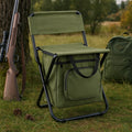 Klappbarer Campingstuhl mit Rückenlehne und Kühltasche – Grün