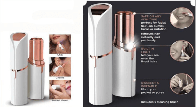 Schmerzloser Haarentferner mit LED - geformt wie ein Lippenstift