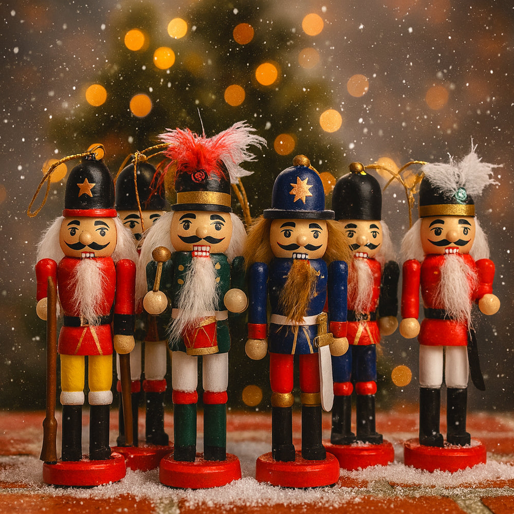 Nussknacker-Figuren aus Holz – 12,5 cm, Set mit 6 Figuren –