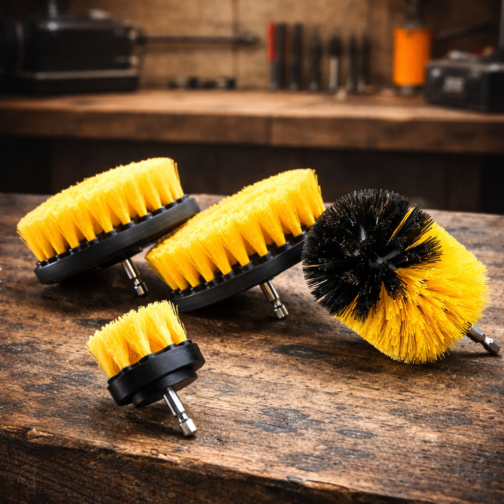 4-in-1 Bürstenset für Bohrmaschine – effektive Reinigung ohne Kraftaufwand