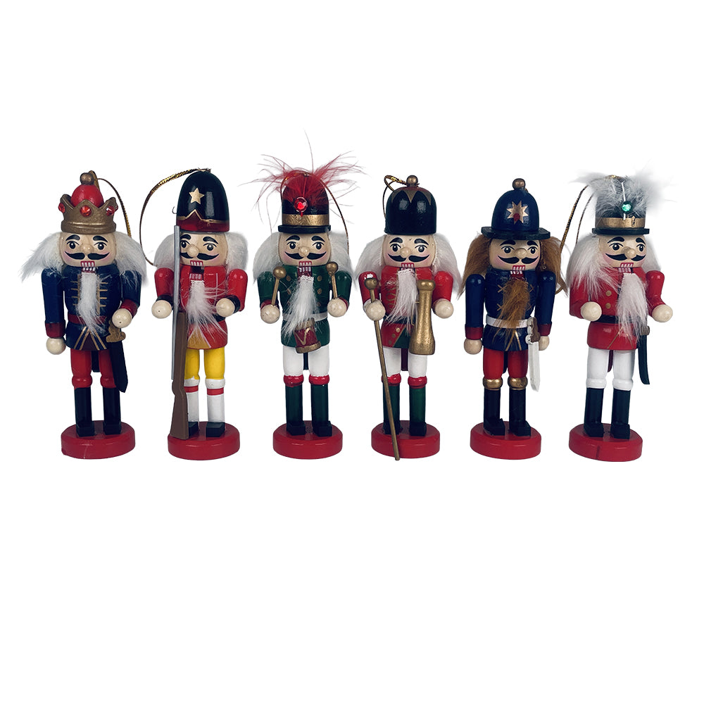 Nussknacker-Figuren aus Holz – 12,5 cm, Set mit 6 Figuren –
