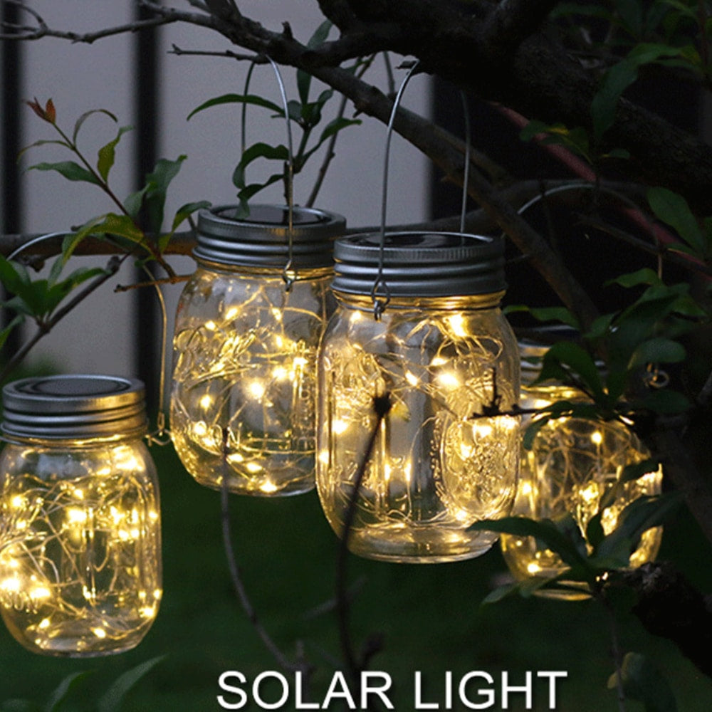 Solarlaterne mit dekorativem LED-Band und Griff - 2 Stück -