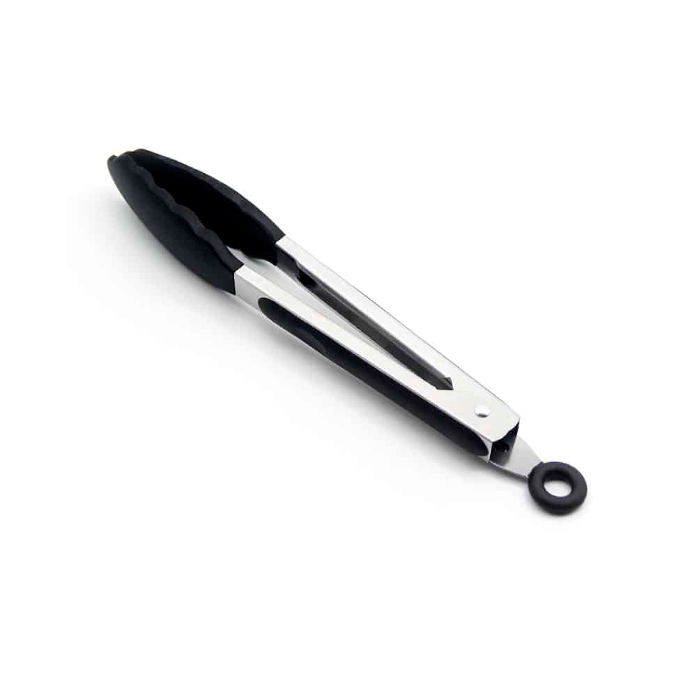 Grillzange aus Silikon und rostfreiem Stahl - 23/30 cm - Weiß / Schwarz