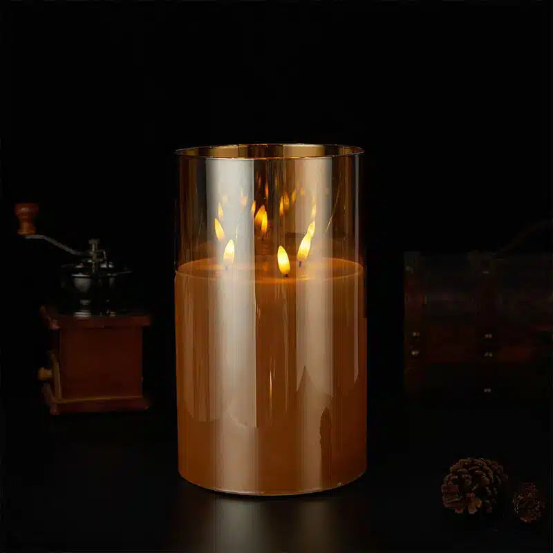 LED Kerzen mit 3 Flammen - 1 Stk. - Ø15 x 25 cm - Gold, Grau oder Weiß