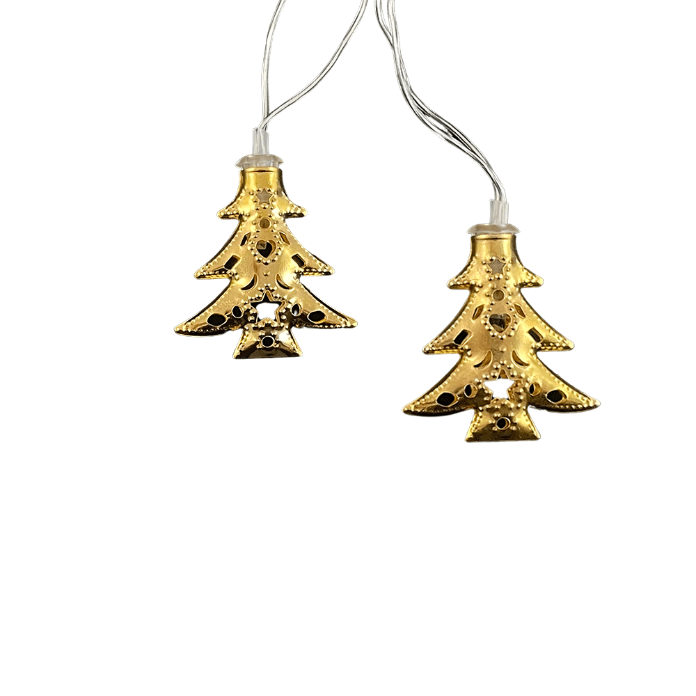 LED-Lichterkette mit goldenen Weihnachtsbäumen (3 Meter)