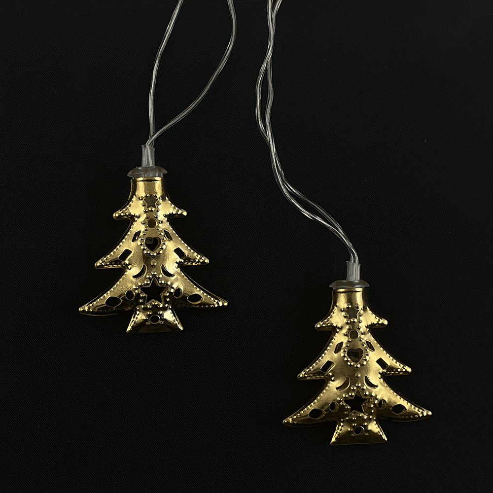 LED-Lichterkette mit goldenen Weihnachtsbäumen (3 Meter)