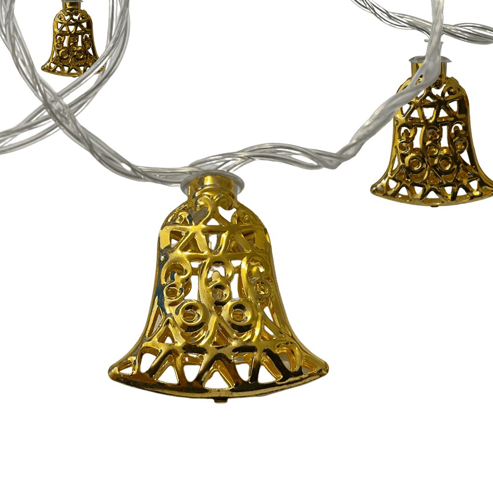 LED Lichterkette mit Glocken 20 Stk. - Gold oder Silber (3 Meter)