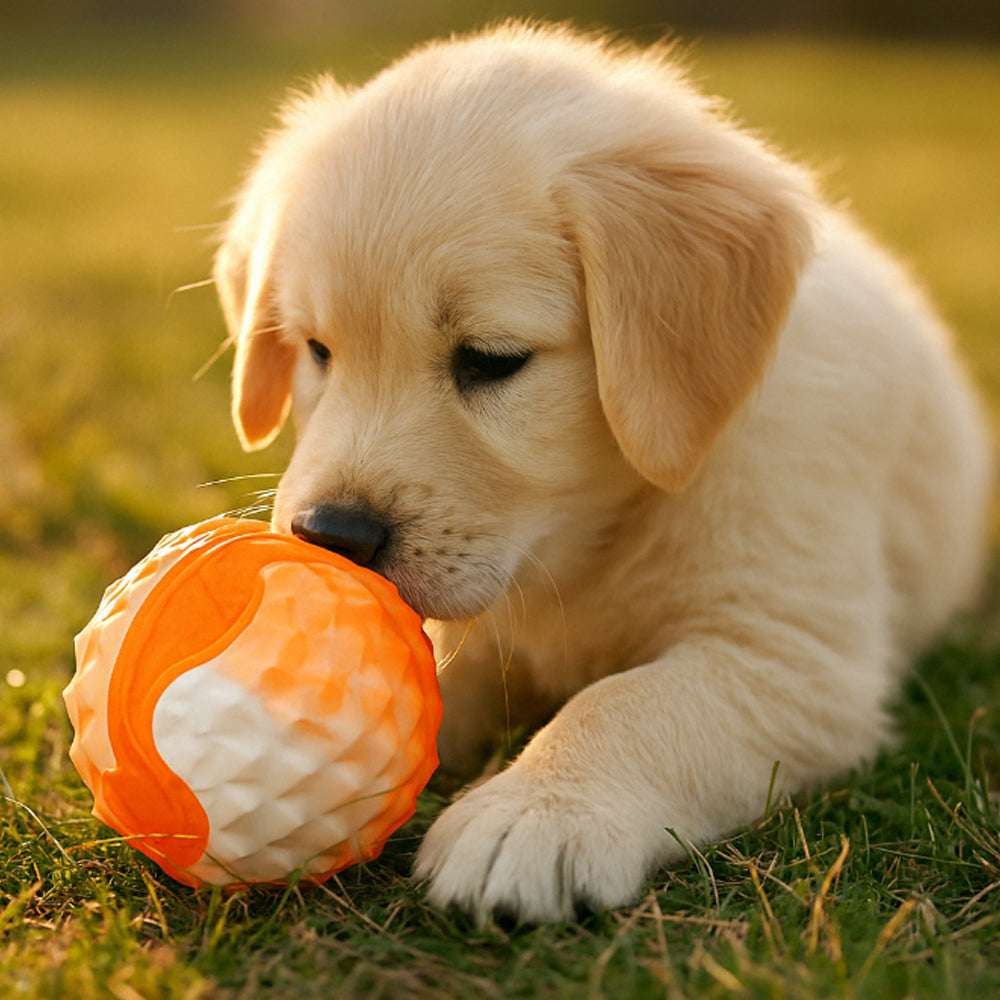 Elastischer Hundeball, orange oder blau – Spaßiger und kaubeständiger Ball für aktive Hunde