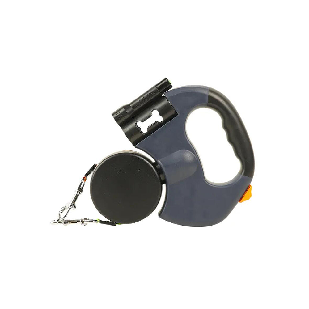 Doppelte Hundeleine mit eingebautem LED-Licht und Beutelspender