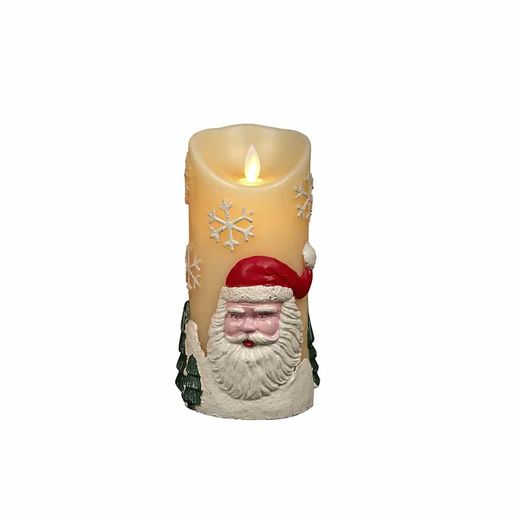 LED-Kerze mit Weihnachtsmotiv - Ø9 x 18 cm - (Rot oder Weiß)