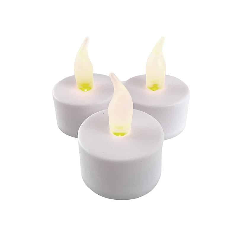 Teelicht LED 12 Stk. in weiss mit Flamme (inkl. Batterien)