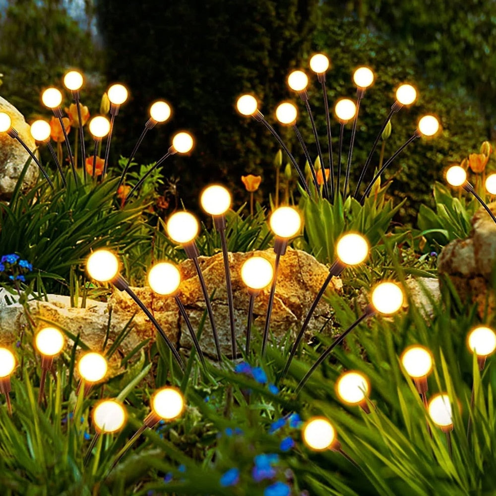Solar-Glühwürmchenleuchten für den Garten (2er-Set) – Solarleuchten mit Erdspieß, 70 cm, 6 LEDs