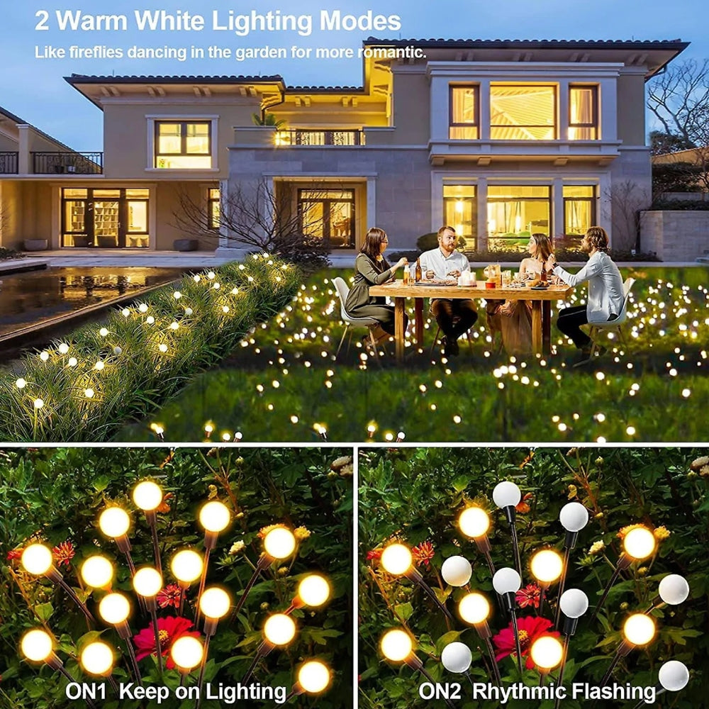 Solar-Glühwürmchenleuchten für den Garten (2er-Set) – Solarleuchten mit Erdspieß, 70 cm, 6 LEDs