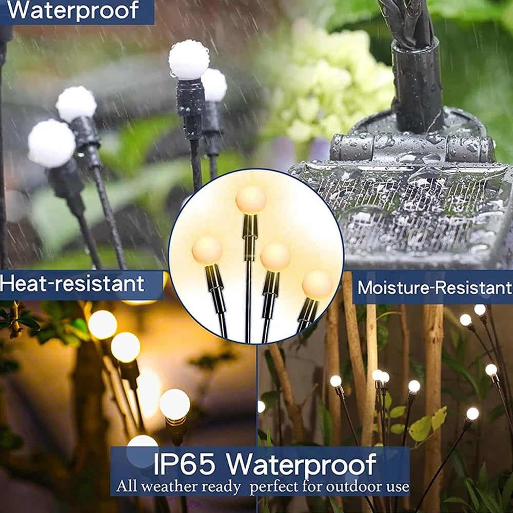 Solar-Glühwürmchenleuchten für den Garten (2er-Set) – Solarleuchten mit Erdspieß, 70 cm, 6 LEDs
