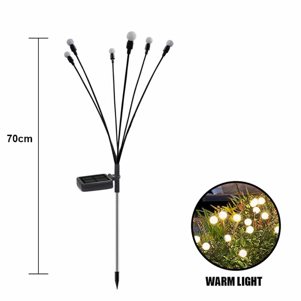 Solar-Glühwürmchenleuchten für den Garten (2er-Set) – Solarleuchten mit Erdspieß, 70 cm, 6 LEDs