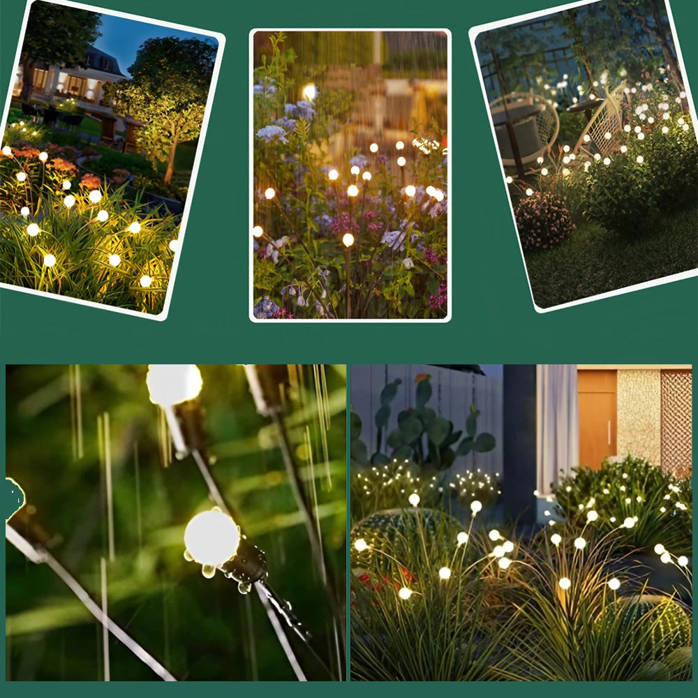Solar-Glühwürmchenleuchten für den Garten (2er-Set) – Solarleuchten mit Erdspieß, 70 cm, 6 LEDs