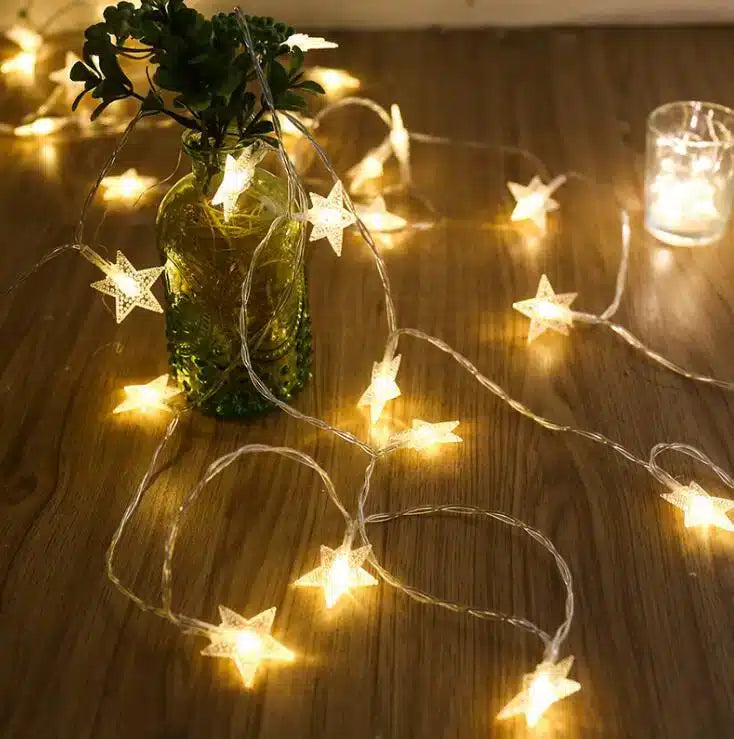 LED-Lichterkette 4 Meter mit Sternen - Solarbetrieben -