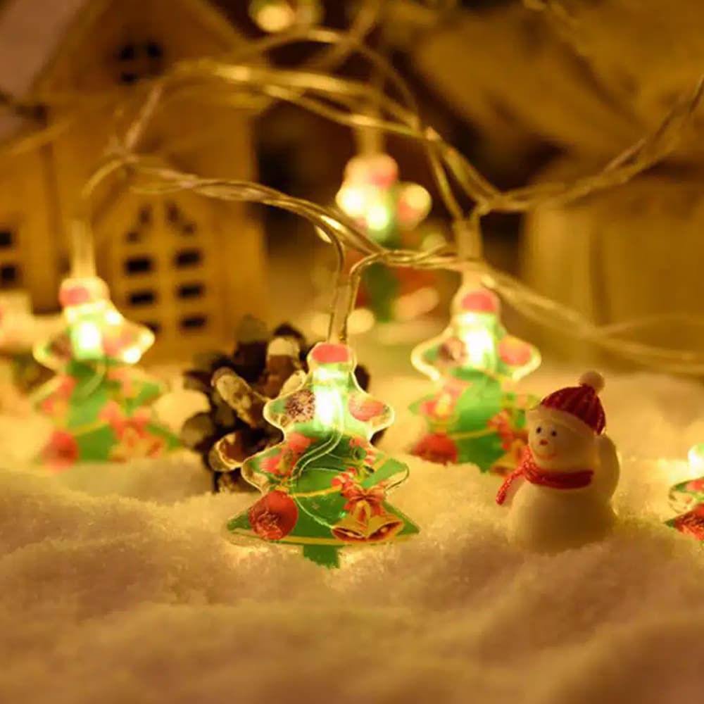 LED-Lichterkette 2 Meter mit Weihnachtsbäumen (10 Stück)