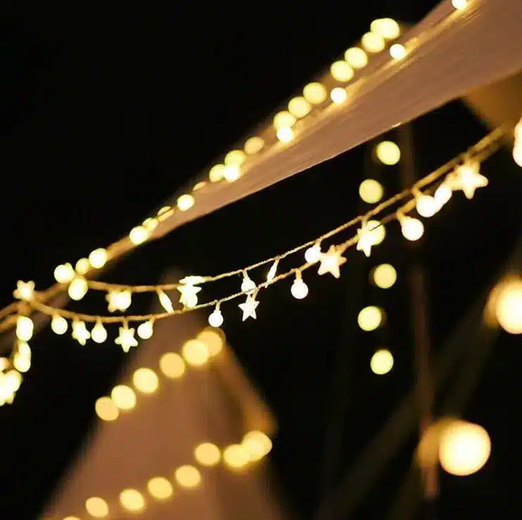 LED-Lichterkette 4 Meter mit Sternen - Solarbetrieben -