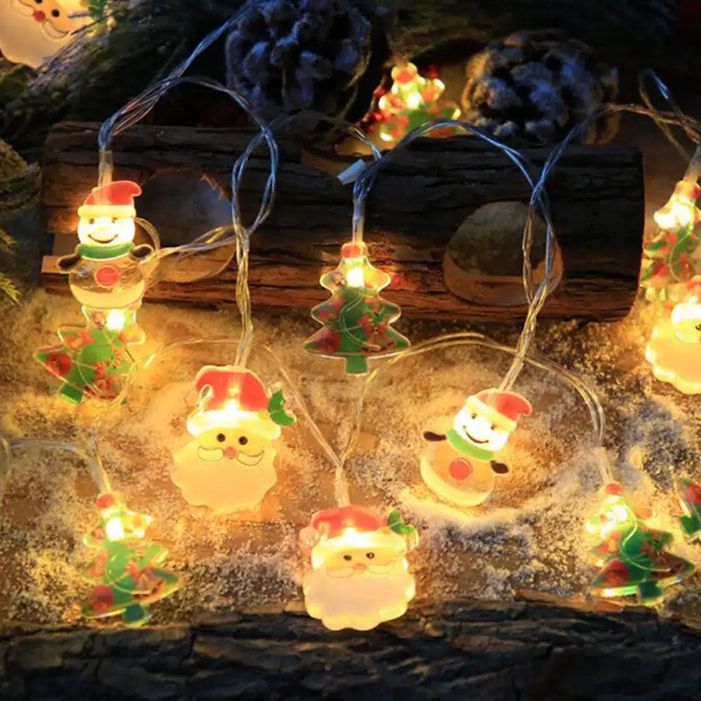 LED-Lichterkette 2 Meter mit Weihnachtsbäumen (10 Stück)