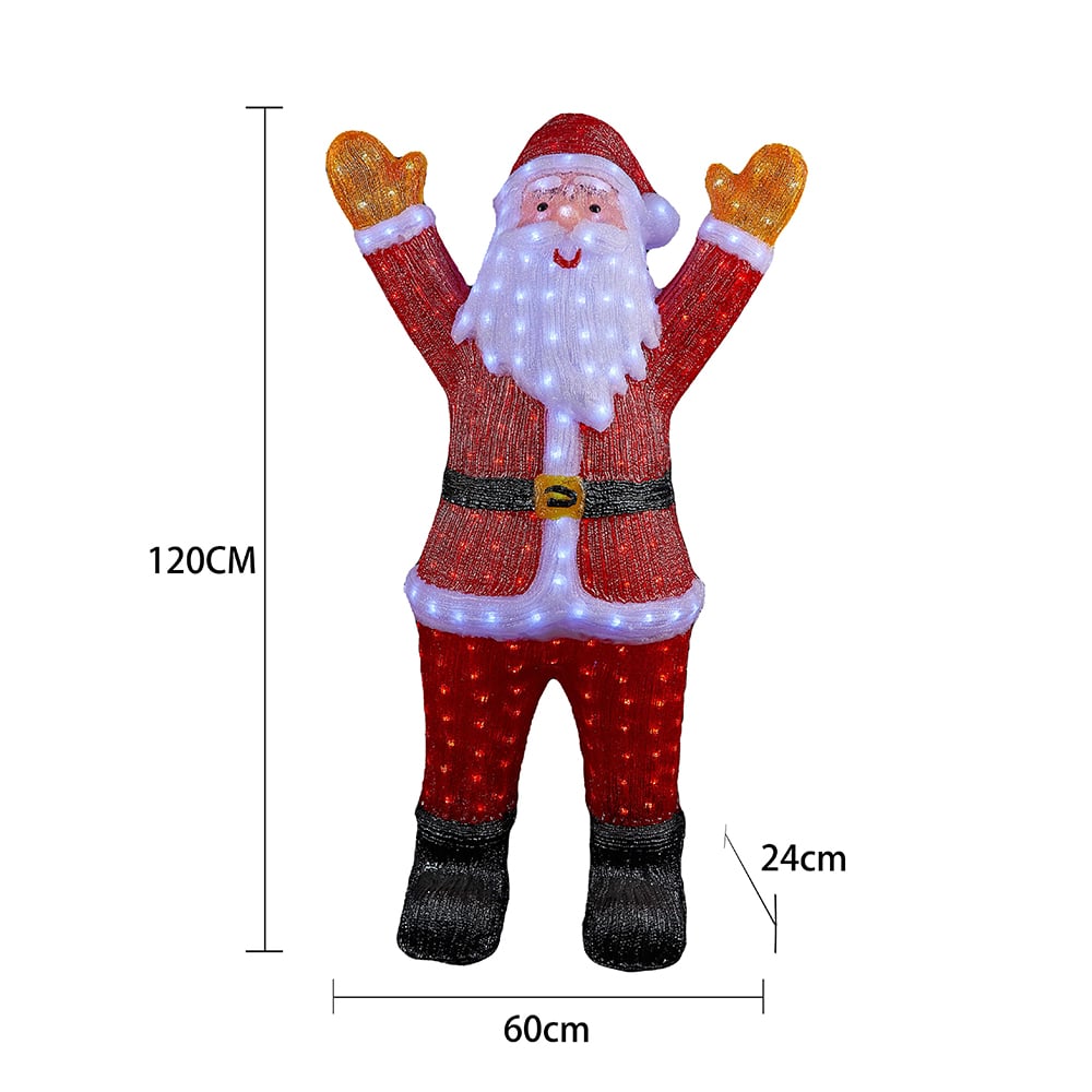 Weihnachtsmann aus Acryl – 120 cm hoch mit LED-Beleuchtung