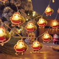 Lichterkette 2 Meter mit 10 Dicken Weihnachtsmännern - Batteriebetrieben -