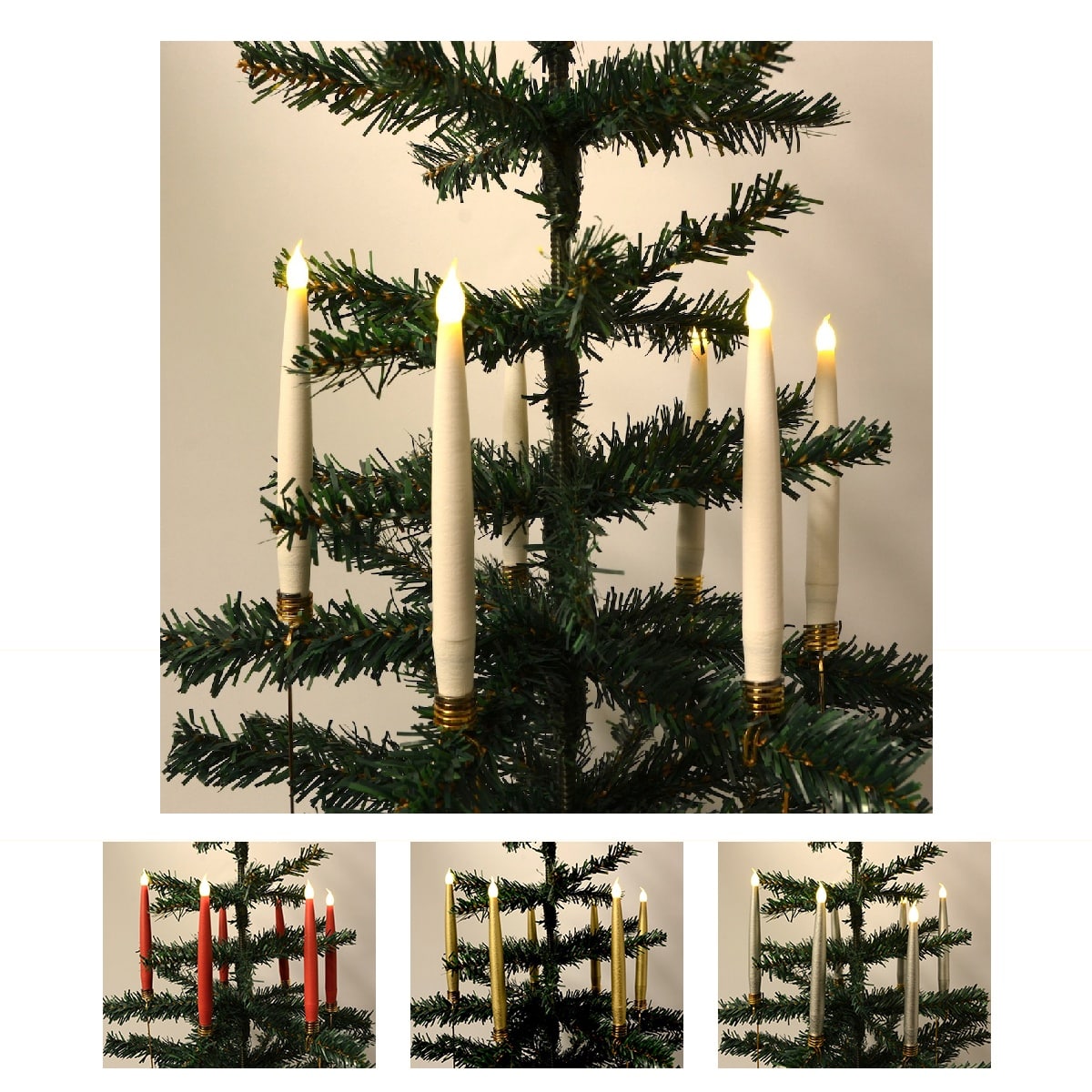 Weihnachtsbaumbeleuchtung LED 10 Stk. Kabellos inkl. Fernbedienung &amp; Klemmen - passend für die meisten Kerzenhalter