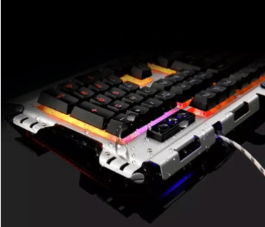 Gaming-LED-Tastatur mit Handyhalterung + LED-Maus (Metalldesign und Spritzwassergeschützt)