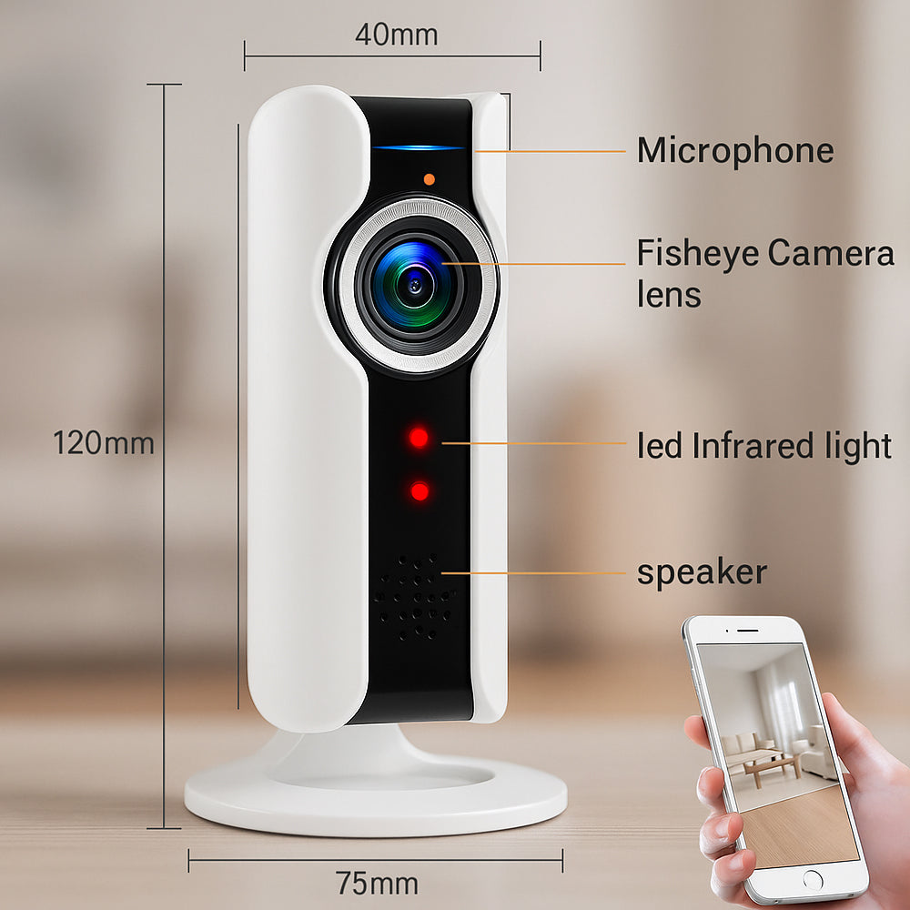 WiFi IP-Überwachungskamera mit 360°-Ansicht und Zwei-Wege-Audio