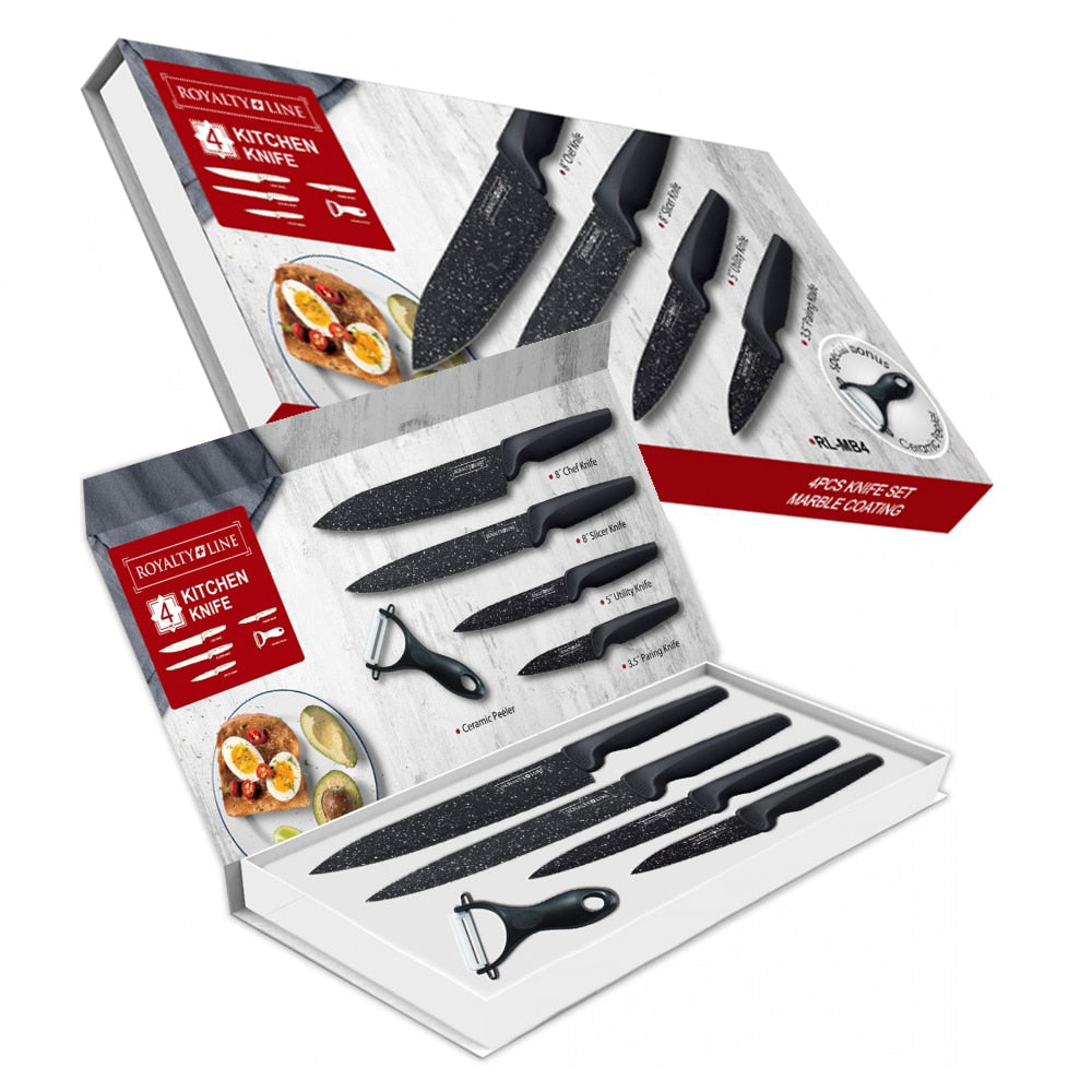 Messerset (4-teilig + Schäler) Royalty Line mit Marmorbeschichtung