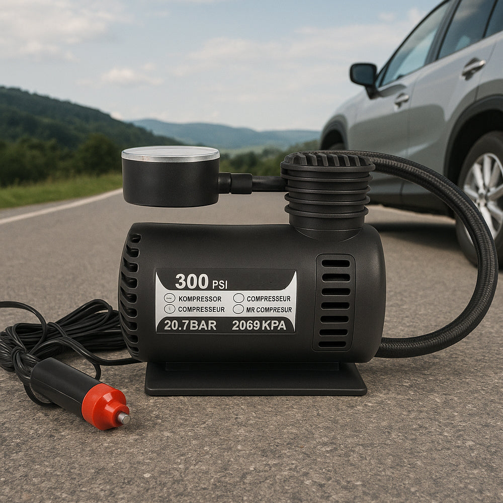 Leistungsstarker 300 PSI (20,7 bar) 12-Volt-Kompressor – perfekt für Auto, Fahrrad, Ball usw.