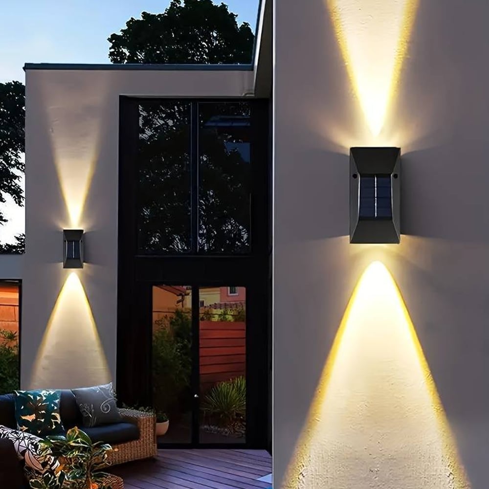 LED-Solarzellen-Wandleuchte (Up-Downlight), 2 Stk. Schwarz