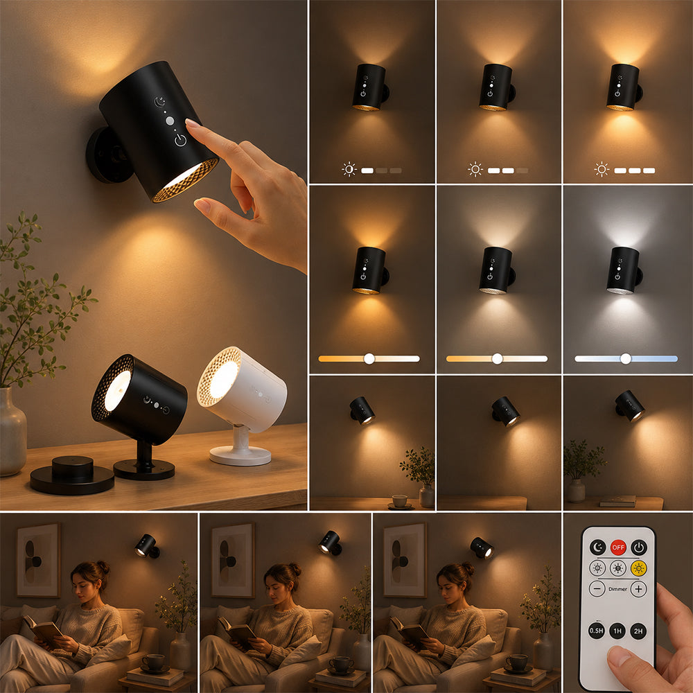 LED-Nachtlampe 360° drehbar, magnetisch, 3 Farbtemperaturen – weiß oder schwarz
