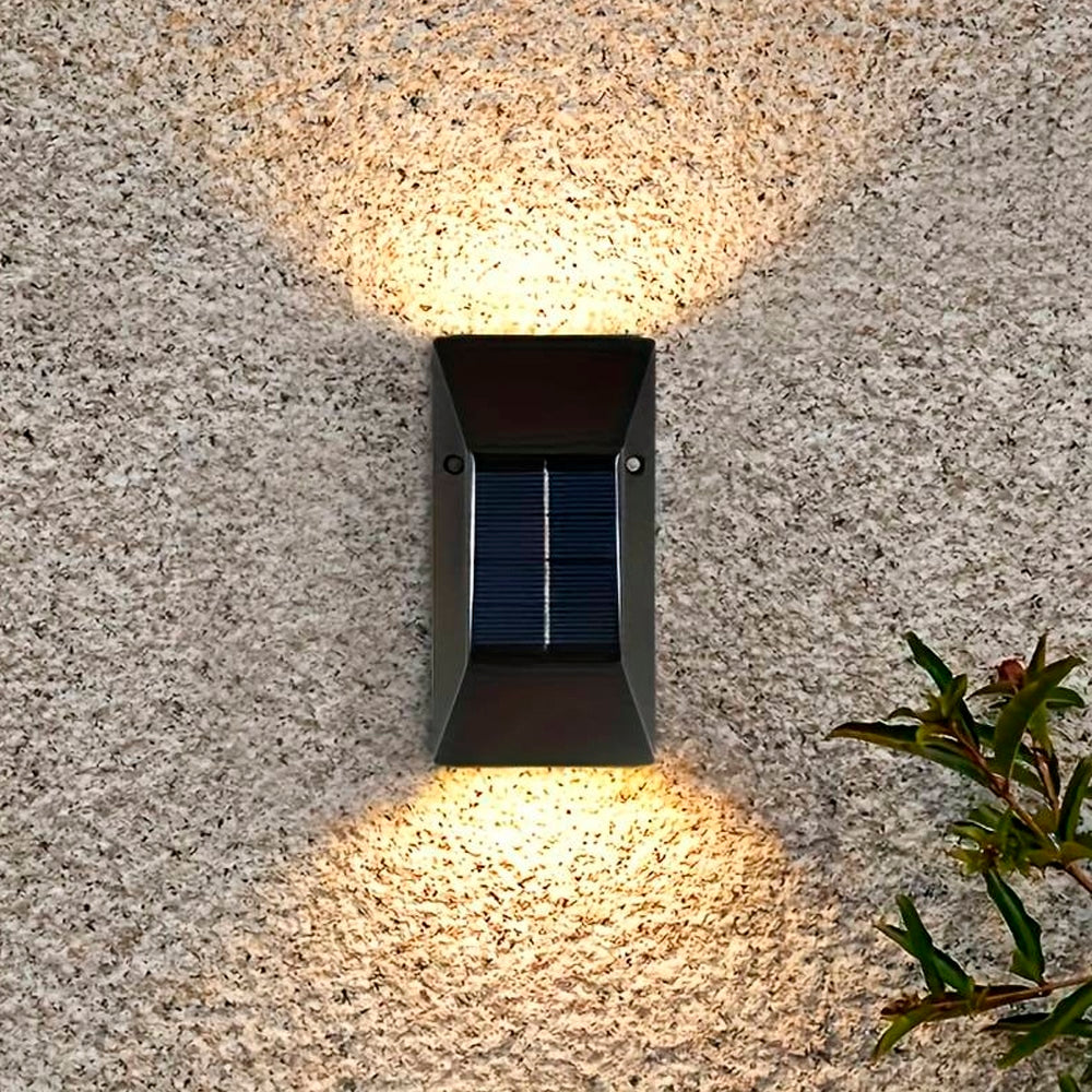 LED-Solarzellen-Wandleuchte (Up-Downlight), 2 Stk. Schwarz
