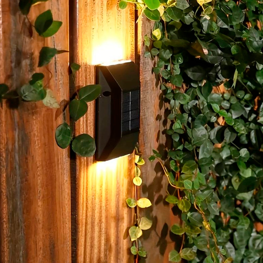 LED-Solarzellen-Wandleuchte (Up-Downlight), 2 Stk. Schwarz